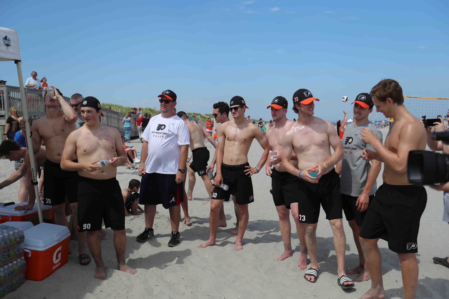 Philadelphia Flyers prospects sign autographs and play volleyball